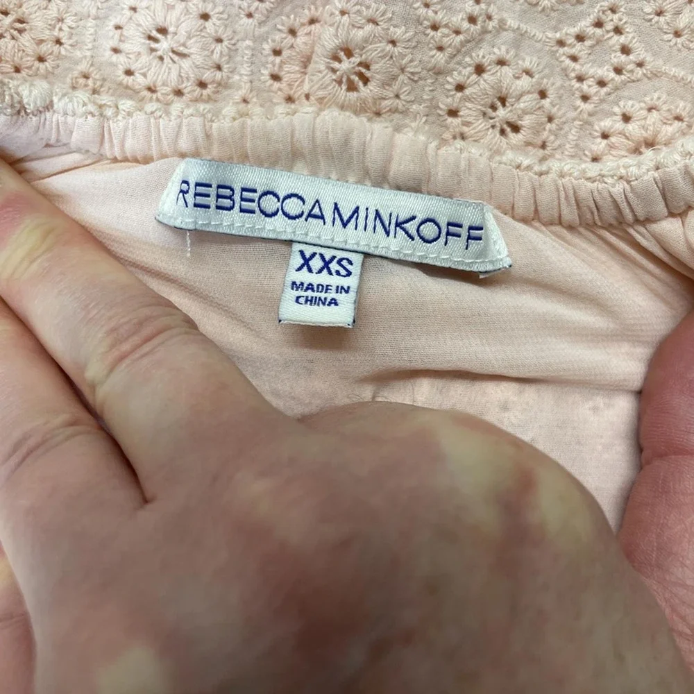 Womens Rebecca Minkoff Eyelet Ruffle Top Size XXS Boho Whimsical